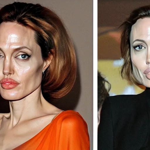 Image similar to an orange with the face of angelina jolie