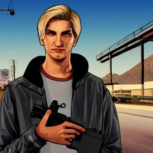 Image similar to XQC as a GTA character in a loading screen