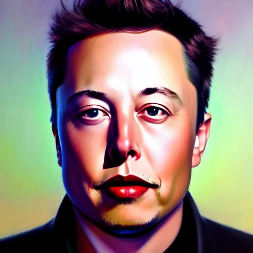 Image similar to of an ultradetailed beautiful portrait panting of elon musk, front view, oil painting, by ilya kuvshinov, greg rutkowski and makoto shinkai