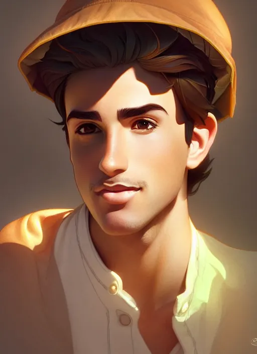 Prompt: cute fisherman chris mears, natural lighting, path traced, highly detailed, high quality, digital painting, by don bluth and ross tran and studio ghibli and alphonse mucha, artgerm