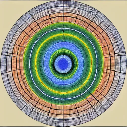 Prompt: large circle orbited by hundreds of smaller circles, coherent, bohr model of an atom