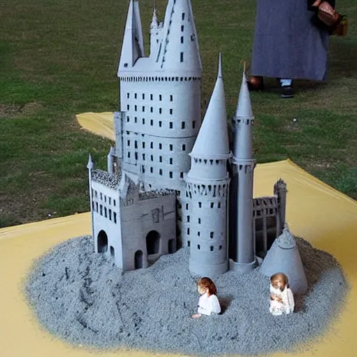 Prompt: hogwarts as a sandcastle