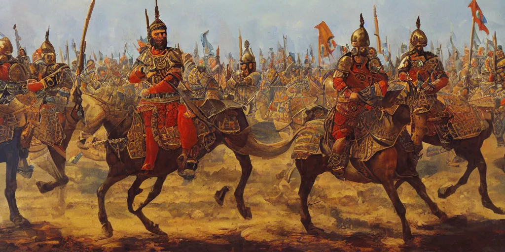 Image similar to timur siege of samarkand, oil painting