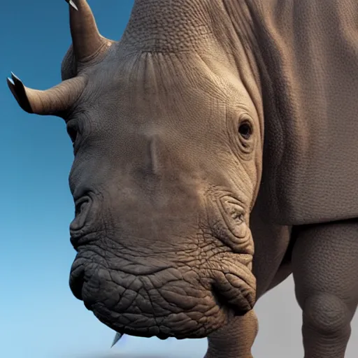 Image similar to hyperrealistic image of ace ventura disguised as rhino, stunning 3 d render, inspired by istvan sandorfi & greg rutkowski & unreal engine, perfect symmetry, dim volumetric cinematic lighting, 8 k octane comprehensive render, extremely hyper - detailed, incredibly lifelike attributes, intricate, real flesh texture, masterpiece, artstation, stunning,