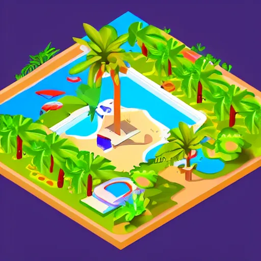 Image similar to beautiful isometric tropical island