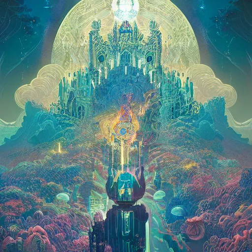 Image similar to palace opalescent lightning sacred sharp focus cinematic weird rich by victo ngai, beksinski, lisa frank, john stephens, antoni gaudi, tristan eaton, paul lehr, andreas rocha