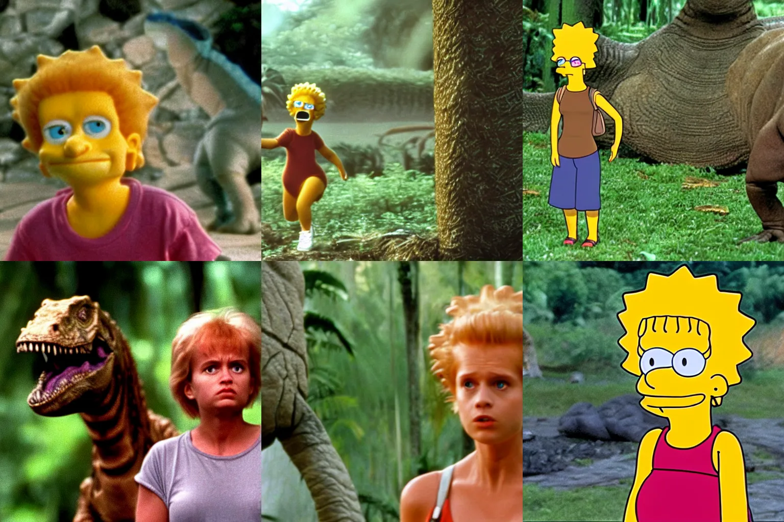 Prompt: film still of realistic human Lisa Simpson in Jurassic Park (1993)