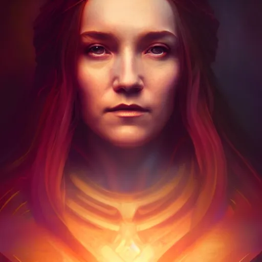 Image similar to Seductive Oracle of Delphi portrait, mysterious atmospheric lighting, painted, intricate, volumetric lighting, beautiful, rich deep colours masterpiece, golden hour, sharp focus, ultra detailed, by Leesha Hannigan, Ross Tran, Thierry Doizon, Kai Carpenter, Ignacio Fernández Ríos