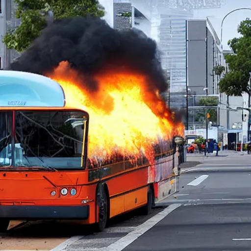 Prompt: bus explodes