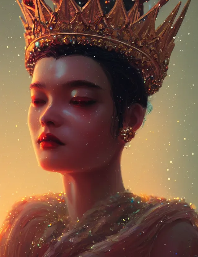 Image similar to bokeh background. close-up portrait of a goddess in crown, by Tooth Wu and wlop and beeple and greg rutkowski