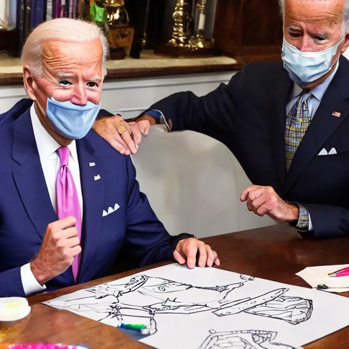 Image similar to joe biden having fun with a coloring book