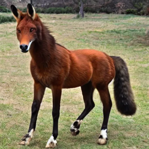 Image similar to Fox X Horse, species fusion, selective breeding