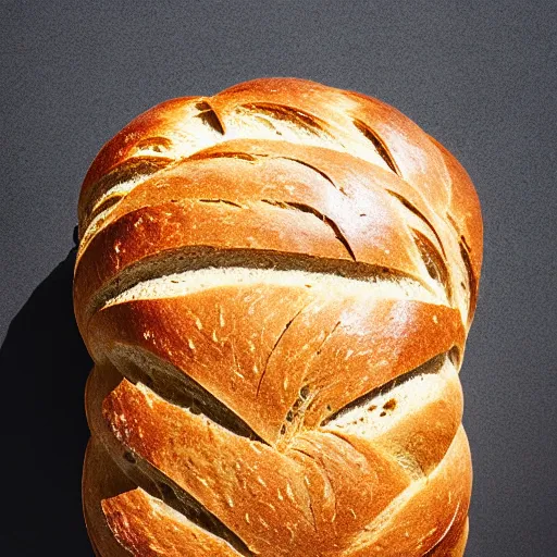 Prompt: bread made of clear glass, modern art