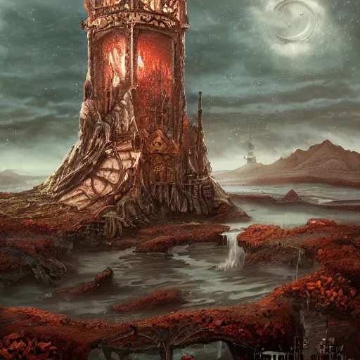 Image similar to a tower on the edge of forever, fantasy art, detailed, cinematic