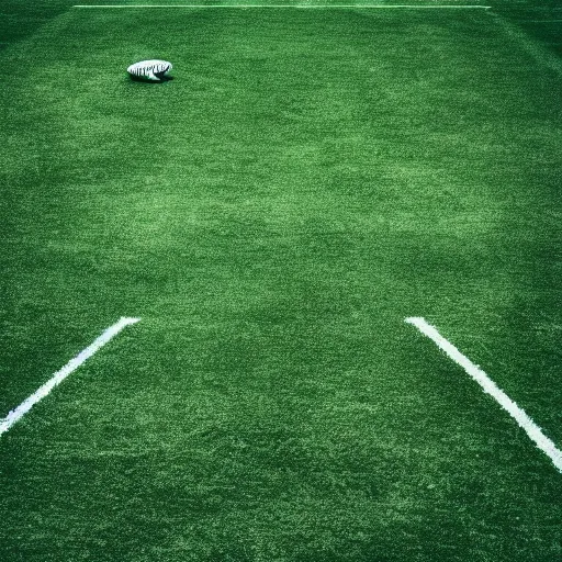 Image similar to a photography of a green football pitch in the moon