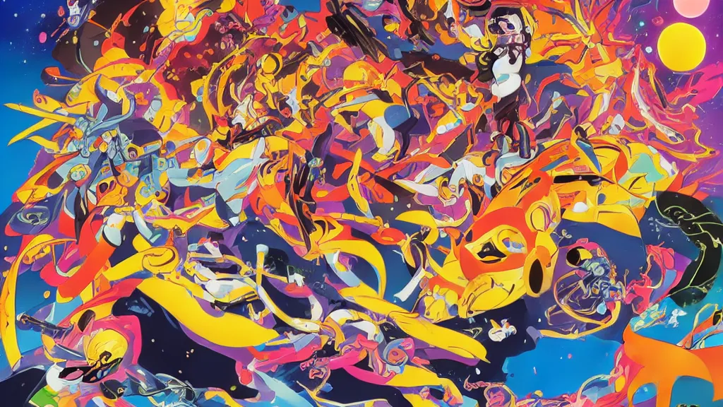 Image similar to poster art by Tomokazu Matsuyama, featured on pixiv, space art, 2d game art, cosmic horror, official art