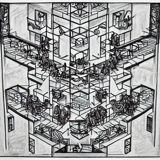 Prompt: a m. c. escher style drawing of the metaverse