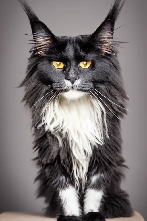 Image similar to studio photo of a black Maine Coon cat