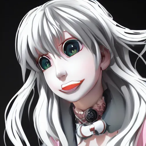 Image similar to stunningly beautiful omnipotent megalomaniacal anime goddess who looks like junko enoshima, symmetrical perfect face smiling in a twisted, mischievous, devious and haughty way while looking down upon the viewer and taking control, mid view from below her feet, hyperdetailed, unreal engine 5, 8 k