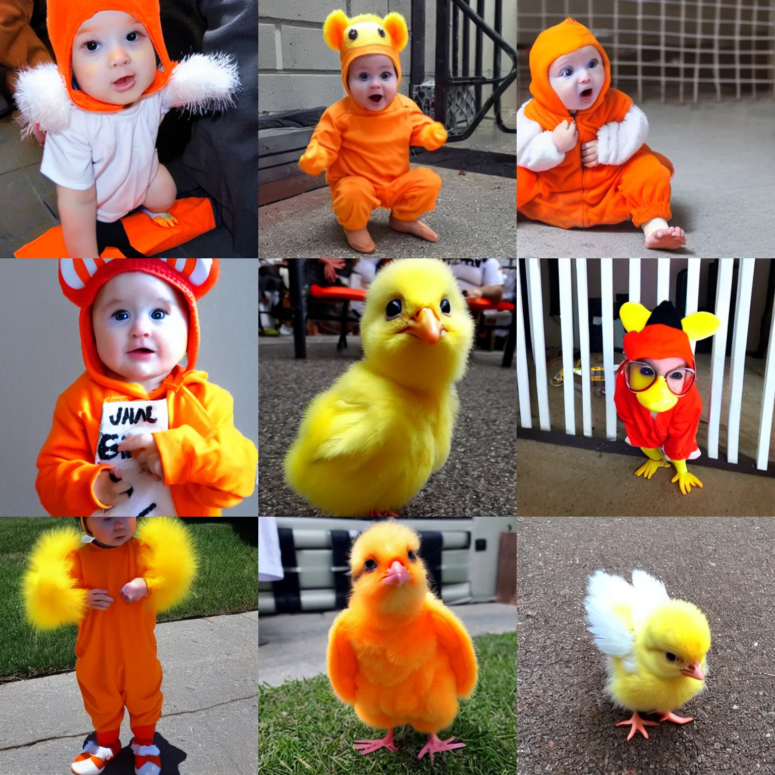 Image similar to cute baby chick dressed as an inmate