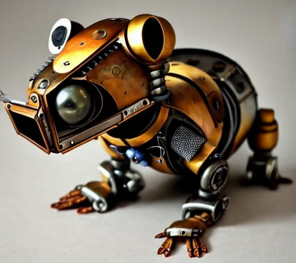 Image similar to futuristic steampunk ferret - shaped pet - robot, steampunk ferret - inspired robot, borderlands - inspired ferret - shaped robot