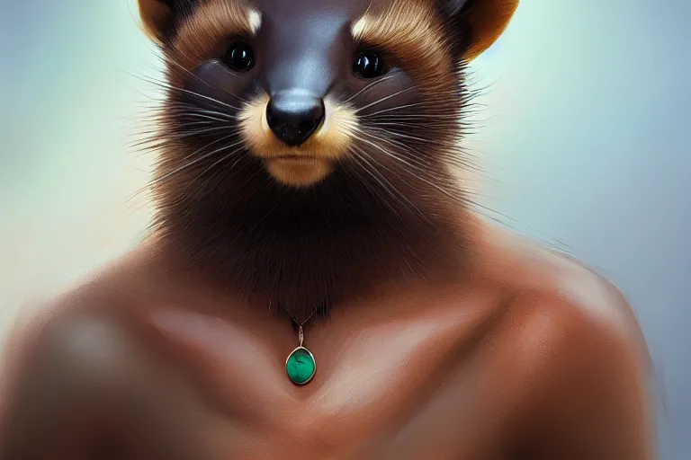 Prompt: anthropomorphic marten wearing jewlery, made by Stanley Artgerm Lau, WLOP, Rossdraws, ArtStation, CGSociety, concept art, cgsociety, octane render, trending on artstation, artstationHD, artstationHQ, unreal engine, 4k, 8k,