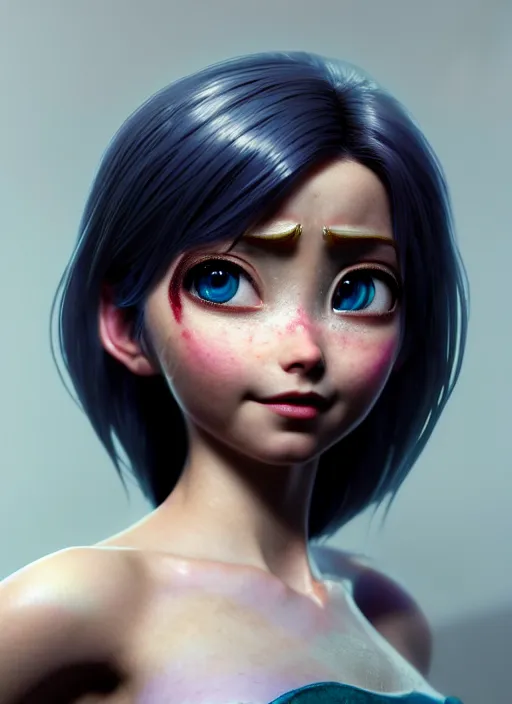 Image similar to Alita as Elsa, au naturel, hyper detailed, digital art, trending in artstation, cinematic lighting, studio quality, smooth render, unreal engine 5 rendered, octane rendered, art style by klimt and nixeu and ian sprigger and wlop and krenz cushart