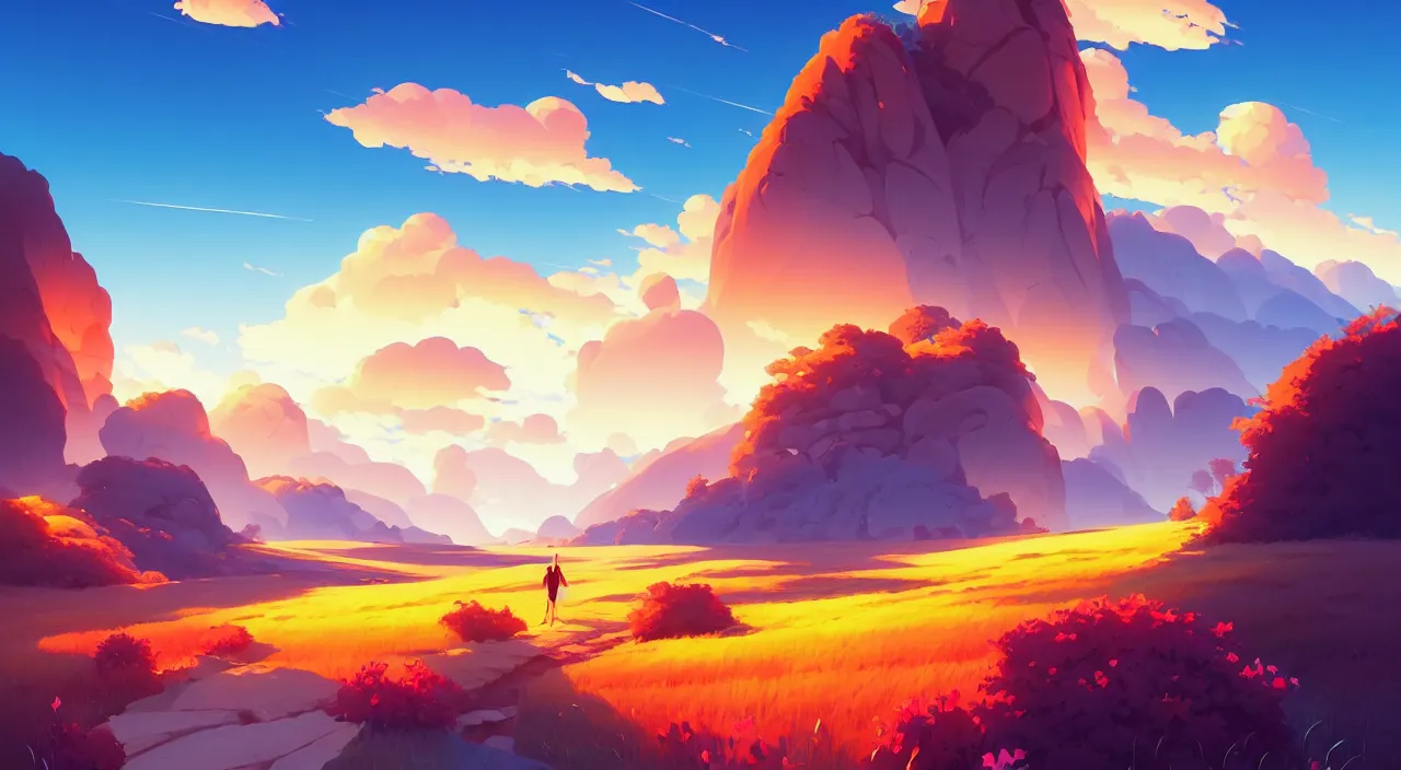 Image similar to beautiful summer landscape, vector art, in marble incrusted of legends heartstone official fanart behance hd by Jesper Ejsing, by RHADS, Makoto Shinkai and Lois van baarle, ilya kuvshinov, rossdraws global illumination