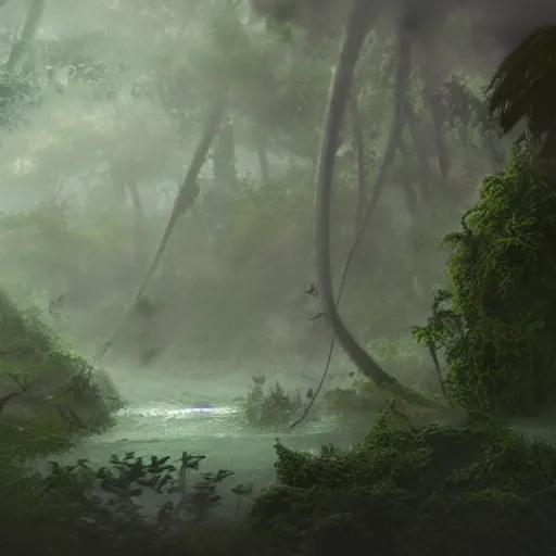 Image similar to Wild misty jungles, 8k, detailed, concept art, trending on artstation