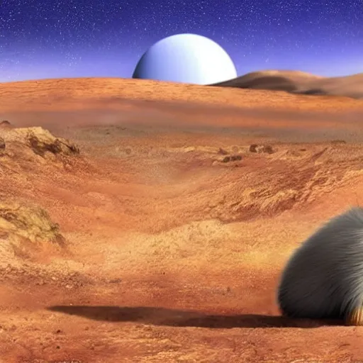 Image similar to Pixar movie about capybaras on Mars