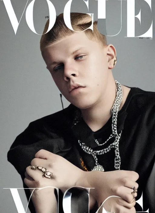 Prompt: Yung Lean on the cover of Vogue