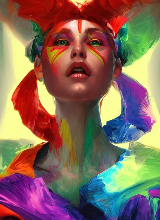 Image similar to digital _ painting _ of _ person juggling colourful _ by _ filipe _ pagliuso _ and _ justin _ gerard _ symmetric _ fantasy _ highly _ detailed _ realistic _ intricate _ port