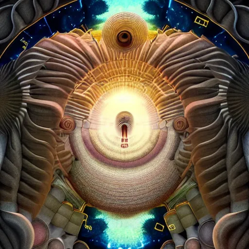 Prompt: symetrical, a majestic photograph of the kingdom of agharta, land of advanced races, giant, hollow earth infographic, illustrations, a big shell with a sun in the interior, dynamic lighting, digital art, fantastically beautiful, illustration,, closeup, aesthetically inspired by leonardo da vinci, trending on artstation, art by daniel merriam, 8 k, upscale