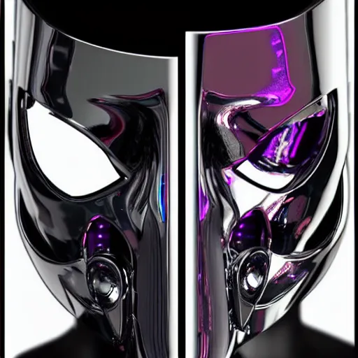 Image similar to chrome cyberpunk android mask, 8k, detailed, gothic, shiny, unreal engine,