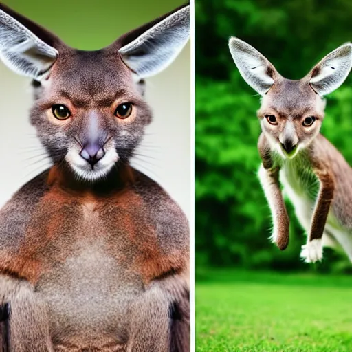 Image similar to a kangaroo - cat - hybrid, animal photography