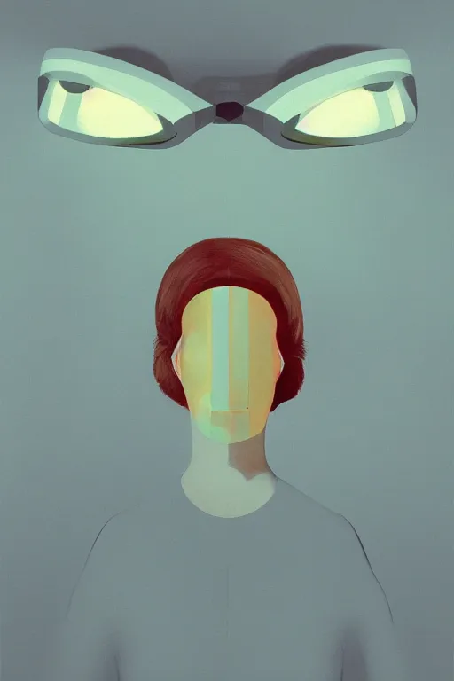 Image similar to woman wearing oculus and digital glitch head edward hopper and james gilleard, zdzislaw beksisnski, higly detailed