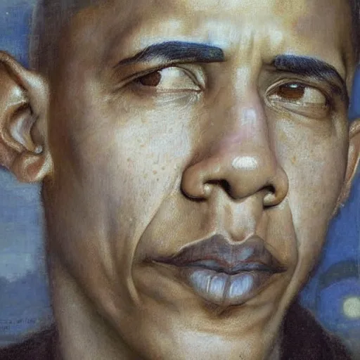 Prompt: surreal beauty of Barack Obama by Edgar Maxence