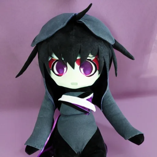 Image similar to cute fumo plush of the dark shadow girl from the voidworld of nonspace