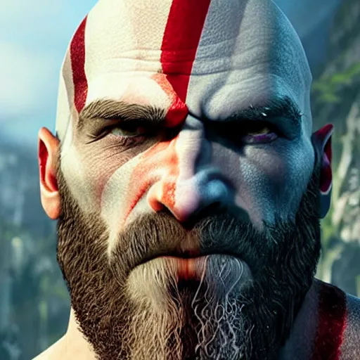 Prompt: A god of war facial scar