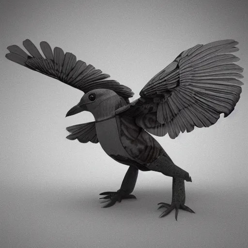 Prompt: armored bird, 3d.4d, realsitic, photorealistic