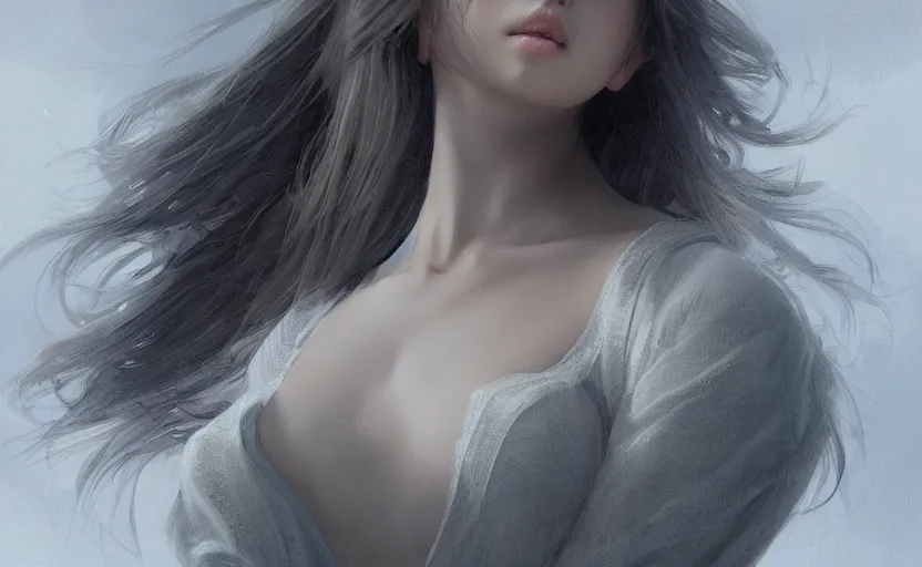 Prompt: jennie blackpink, standing, soft grey and blue natural light, intricate, digital painting, artstation, concept art, smooth, sharp focus, illustration, art by greg rutkowski and luis rollo and uang guangjian and gil elvgren, symmetry!