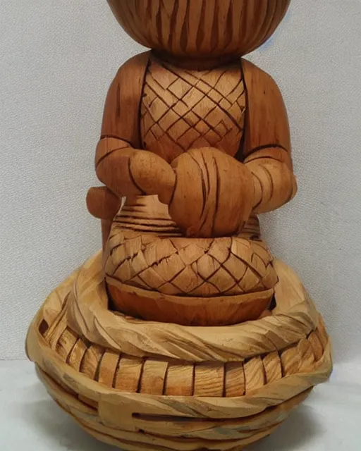 Image similar to wooden carving statue of a basket of vegetables, product picture, ebay listing thumbnail