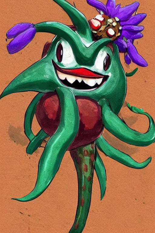 Image similar to an in game portrait of piranha plant from the legend of zelda breath of the wild, breath of the wild art style.