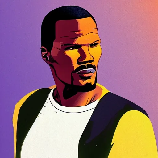 Image similar to “ jamie foxx retro minimalist portrait by jean giraud, art of moebius, sharp, smooth face, comic, 8 k ”