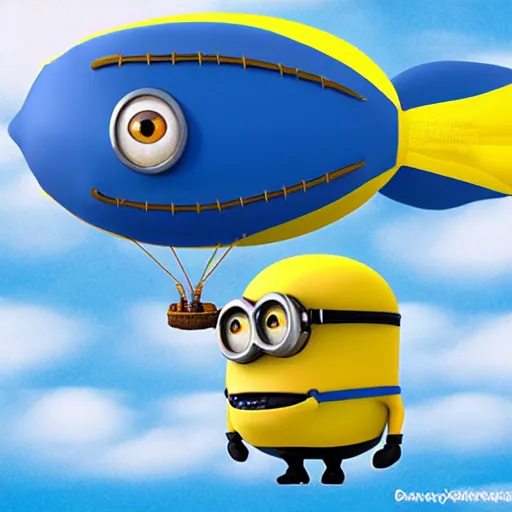 Image similar to minion blimp realistic photo