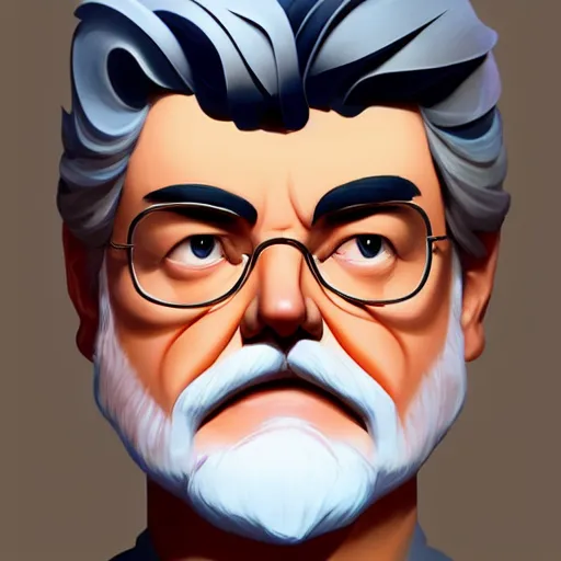 Image similar to face icon stylized minimalist george lucas, loftis, cory behance hd by jesper ejsing, by rhads, makoto shinkai and lois van baarle, ilya kuvshinov, rossdraws global illumination