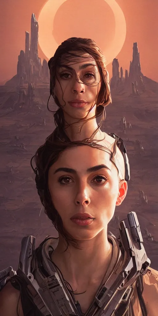 Image similar to portrait of Riley Reid as a character in star Wars movie, looking at camera, intricate, dystopian, sci-fi, extremely detailed, octane render, digital painting, concept art, smooth, sharp focus, illustration, incredible art by artgerm and greg rutkowski and alphonse mucha and simon stalenhag