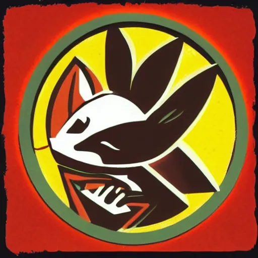 Image similar to logo for evil corporation that involves foxes, 1 9 5 0 s style