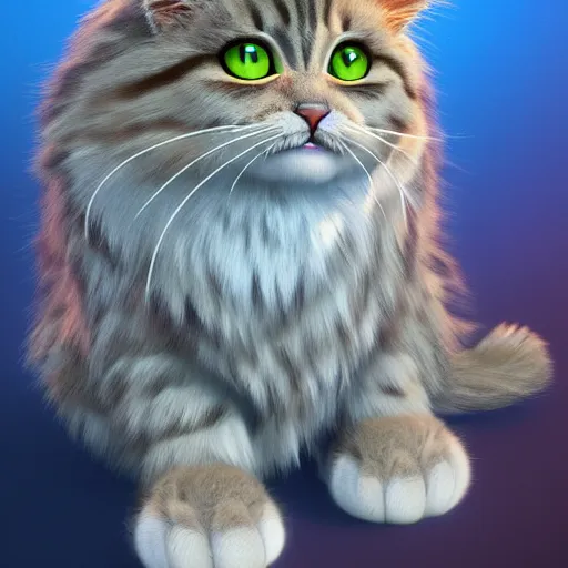 Prompt: colossal fluffy tabby cat, garfield, by alex grey, fantasy, vivid colors, sharp focus, digital art, hyper - realistic, 4 k, unreal engine, highly detailed, hd, dramatic lighting by brom, trending on artstation
