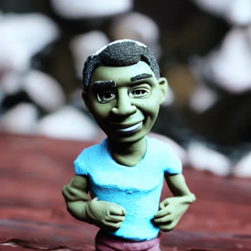 Image similar to lil b, made of clay, claymation